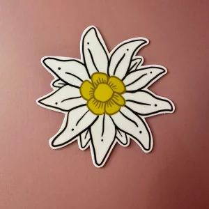 Sticker fleur edelweiss blanche