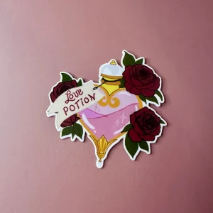 Sticker love potion romantique avec roses