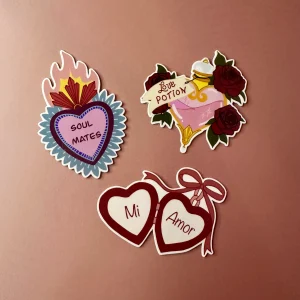 Lot de 3 stickers love romantique cœur soul mates love potion mi amor