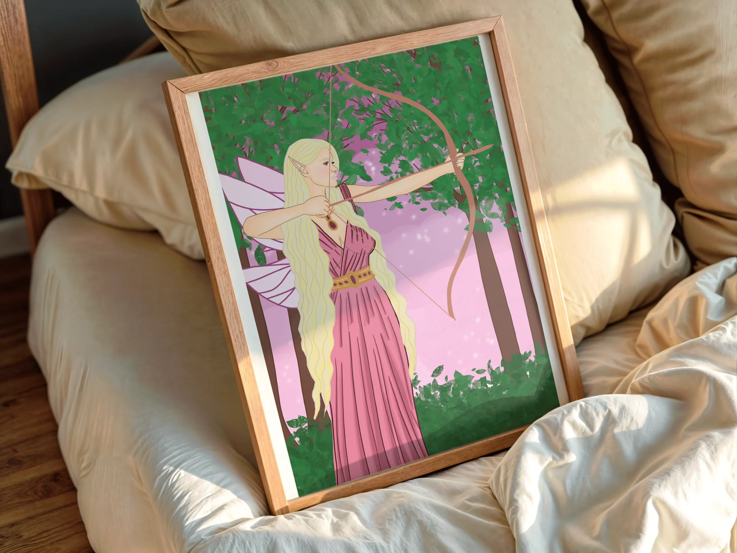 Affiche Fée des Bois – Illustration Fée Elfe Archère Fantasy Forêt Enchantée – Image 2