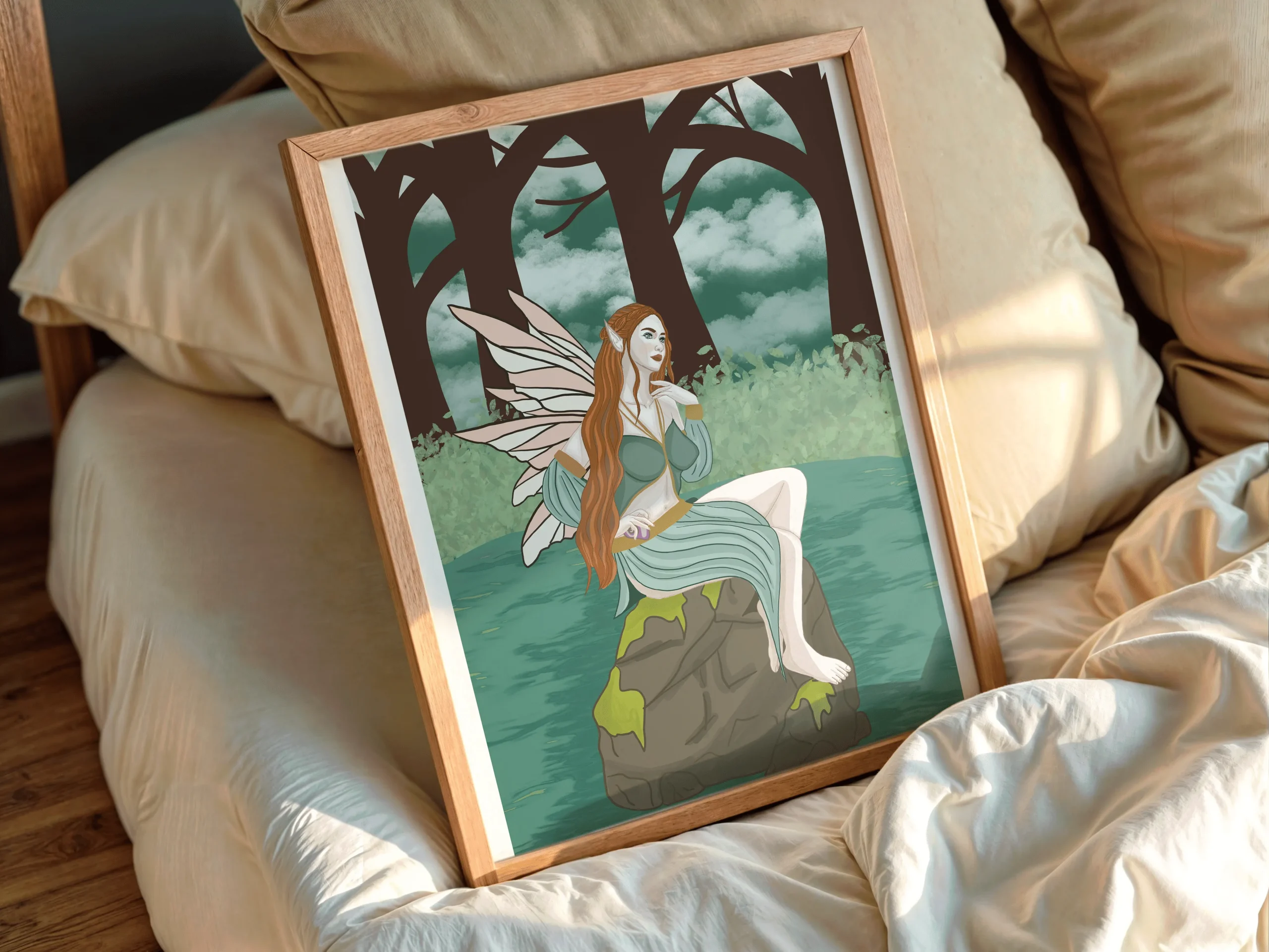 Affiche Fée des Eaux – Illustration Fée Fantasy Forêt Mystique & Eau Enchantée – Image 2