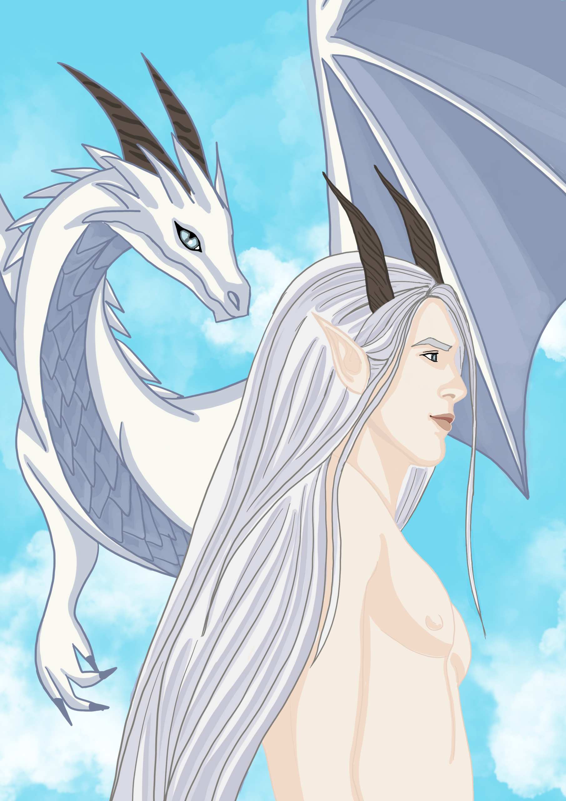Illustration_sans_titre 89 copie fanart café et dragon roman dragon et homme cheveux long gris torse nu