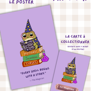 Poster Le Magicien de My Little Coven avec livres de sorts et potions